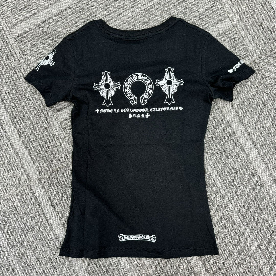 Chrome Hearts V-neck slim fit short-sleeved T-shirt