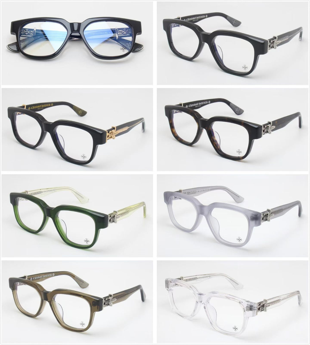Chrome Hearts exquisitely carved pattern large-frame eyeglasses