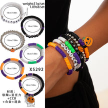 Halloween skull pumpkin bracelet set