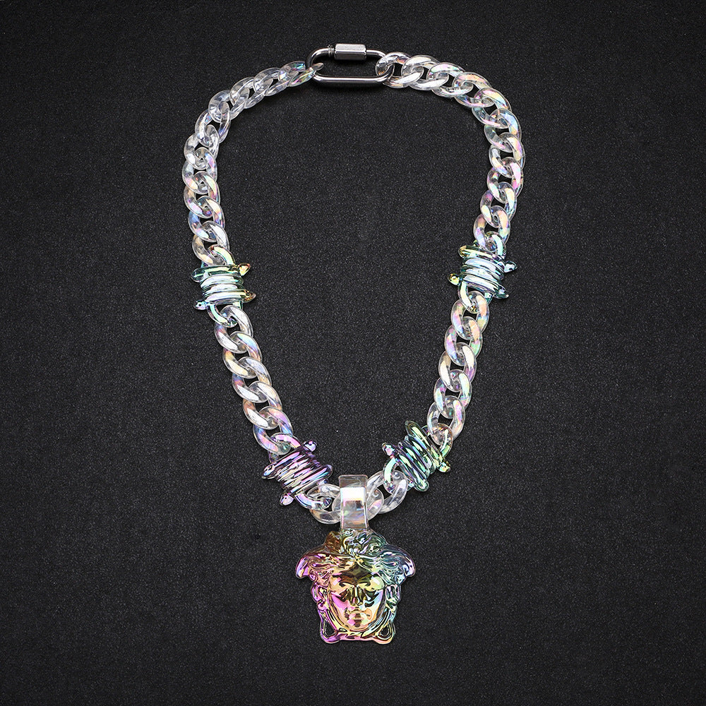 Chrome Hearts transparent resin acrylic cross necklace