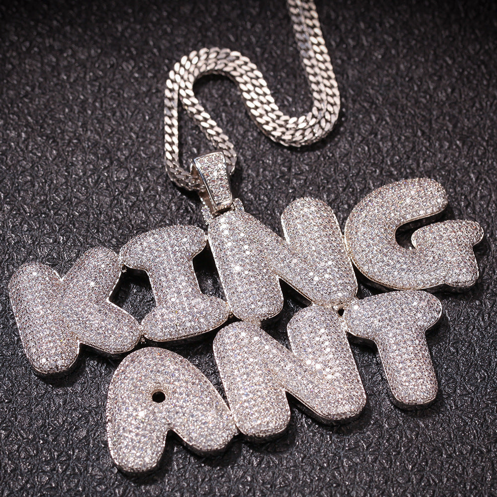 Hip-Hop Zircon English 26 Letters Micropaved Pendant