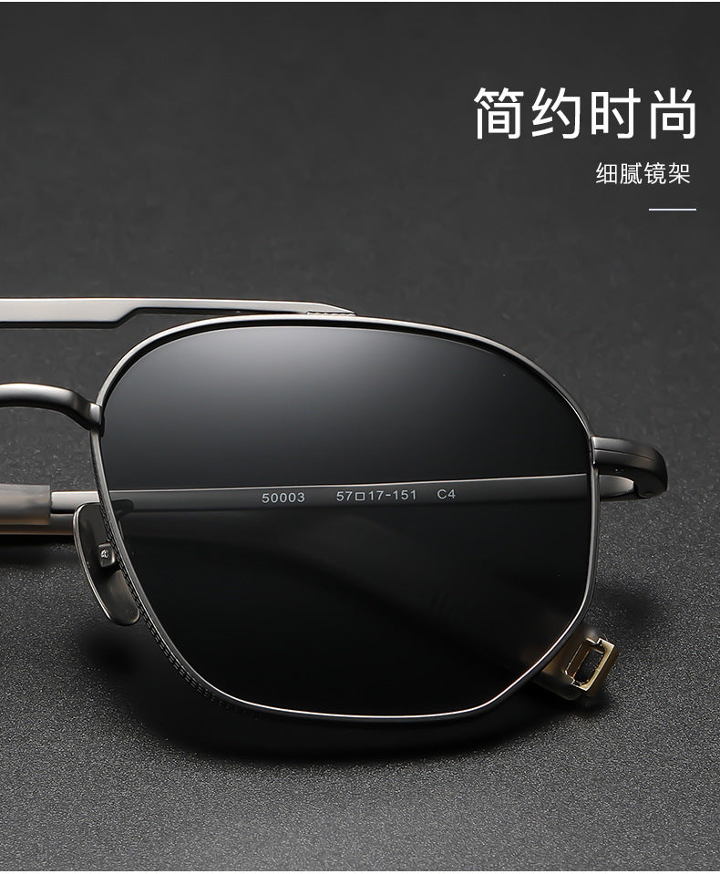 Oversized square pure titanium polarized sunglasses