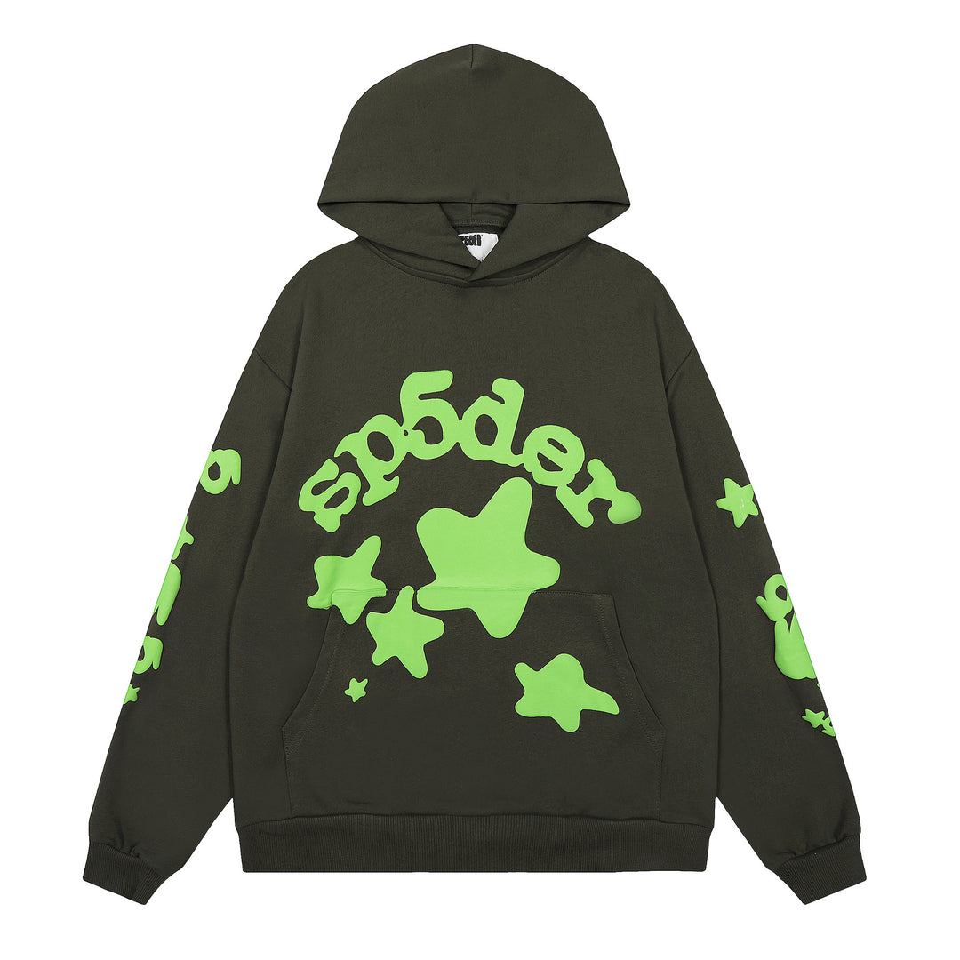 Sp5der 555555 star pattern hooded trousers and sweatshirt