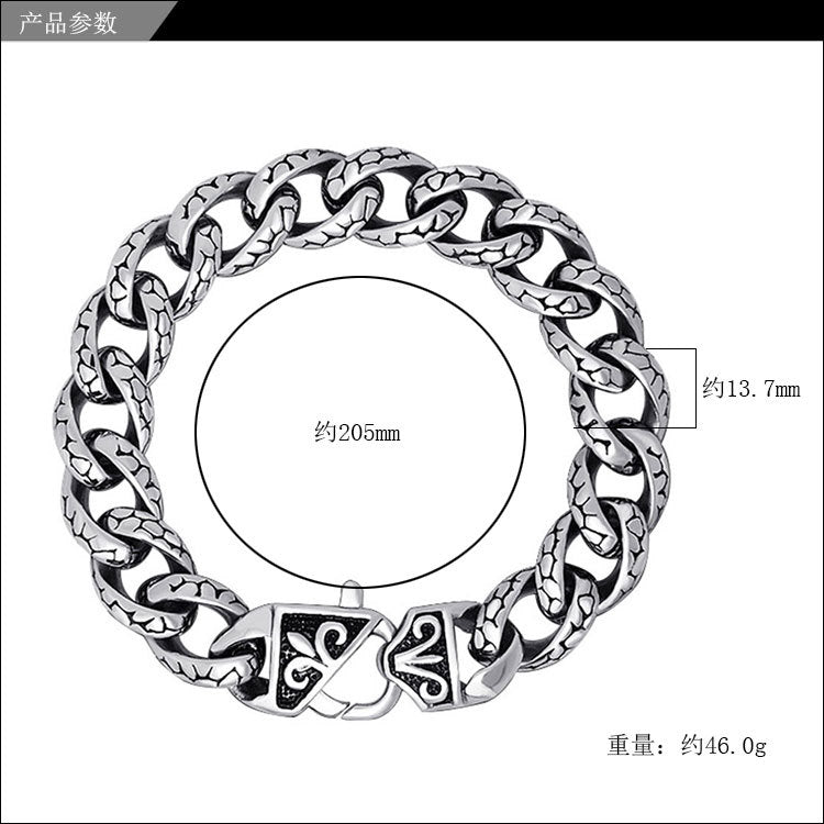 Retro Hip Hop Leopard Print Stainless Steel Bracelet