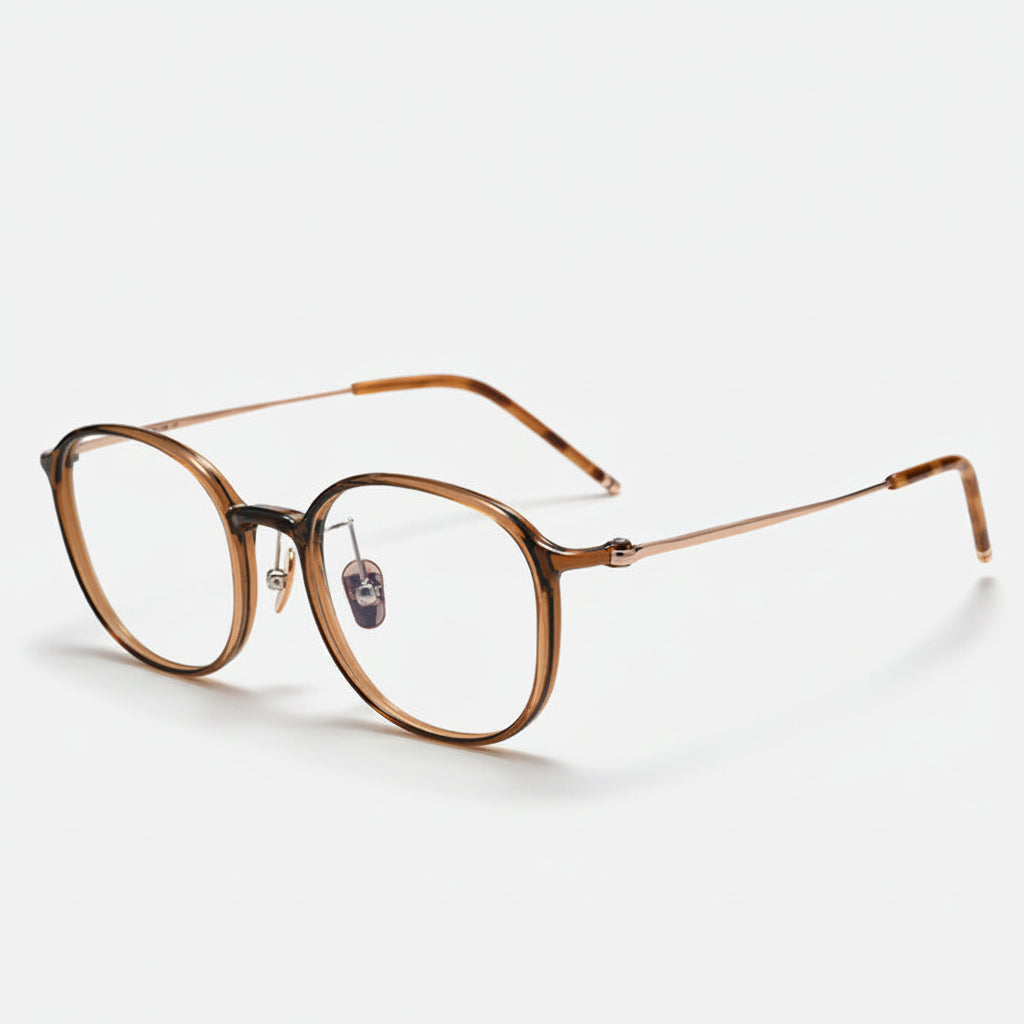 Oval ultra-light pure titanium face-slimming glasses