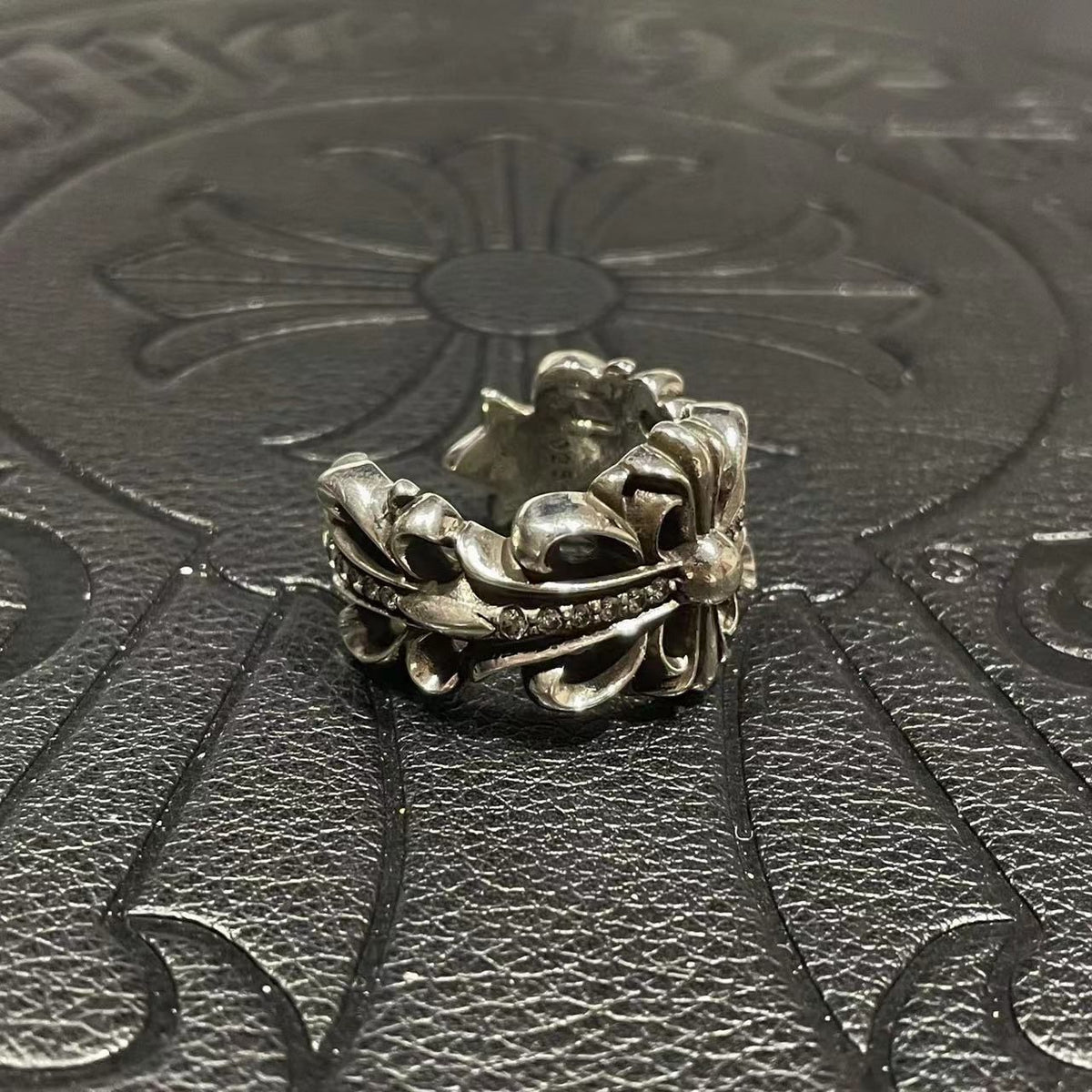 Diamond chrome hearts open ring