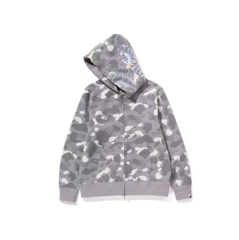 BAPE Shark camouflage hooded cardigan jacket