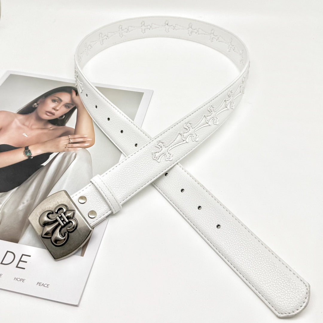 Chrome Hearts roller cutout smooth buckle belt