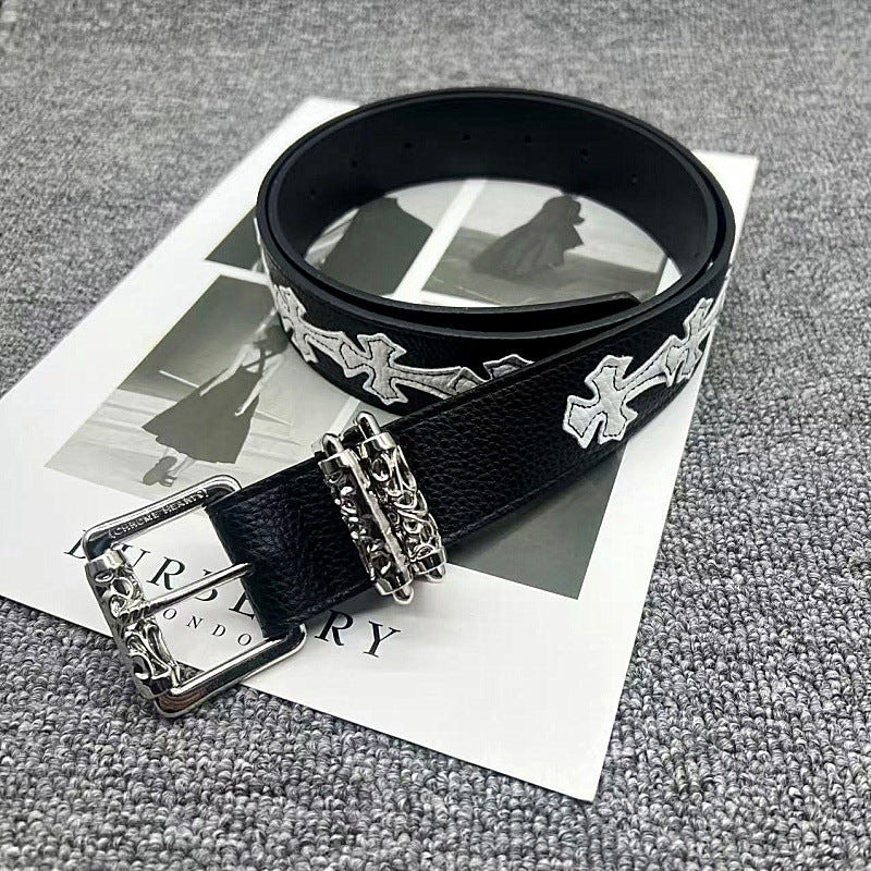 Chrome Hearts Leather pasted Roller type Hollow Vine Needle buckle Belt