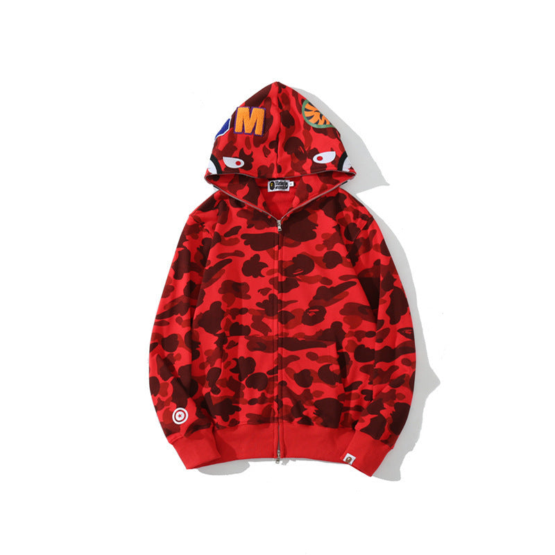 BAPE Shark camouflage hooded cardigan jacket