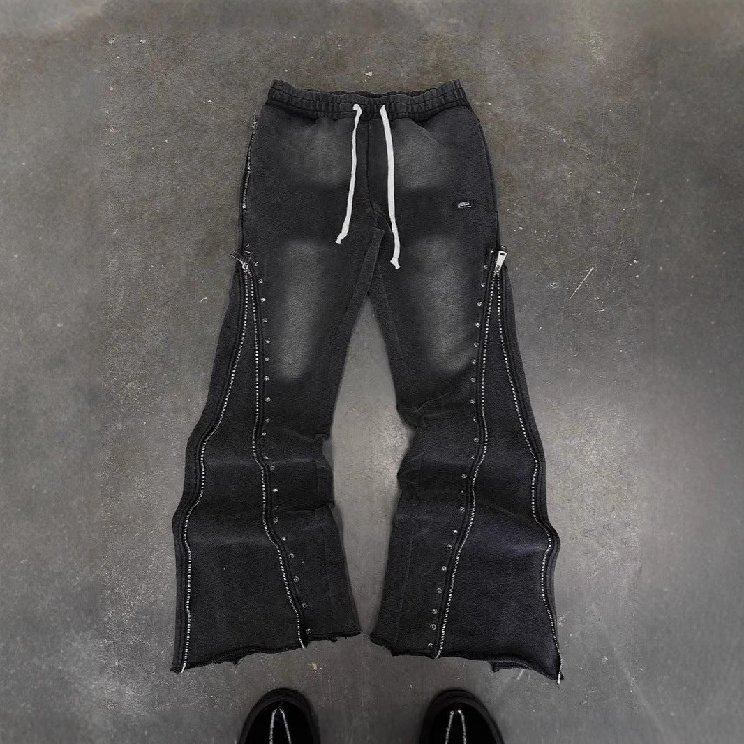 Heavy-duty Knitted Zipper Street Style Trousers