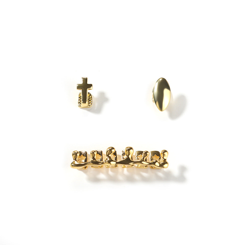 Hip-hop polished braces with gold electroplating