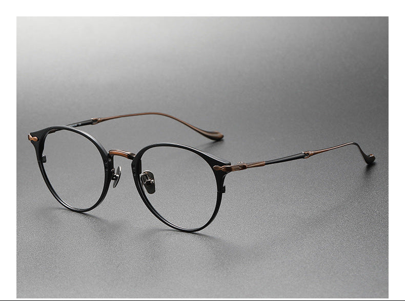 Retro Round Glasses Two-Tone Titanium & Acetate Frame