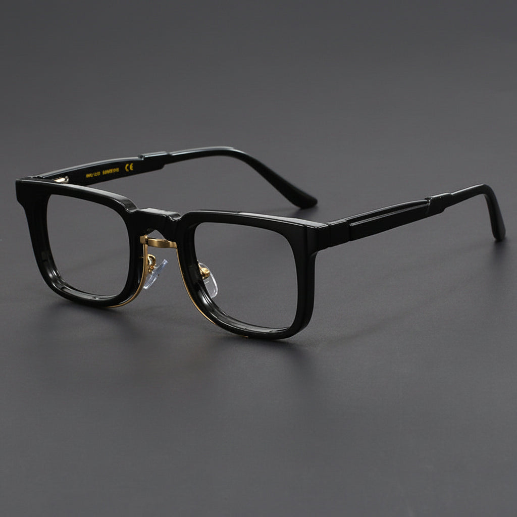 Retro European and American Square Sunglasses with Spring Temples