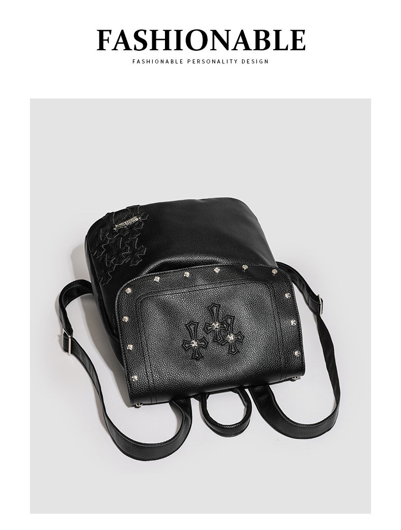 Chrome Hearts Cross Rivet PU Leather Backpack