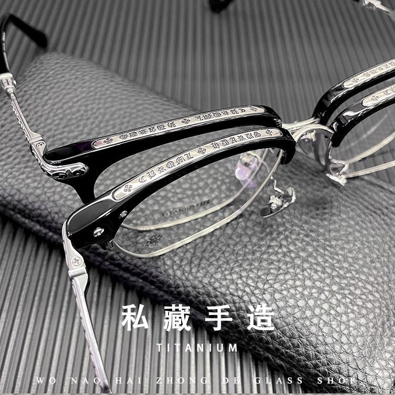Chrome Hearts Large Frame Titanium Frame Semi-Rim Eyeglasses