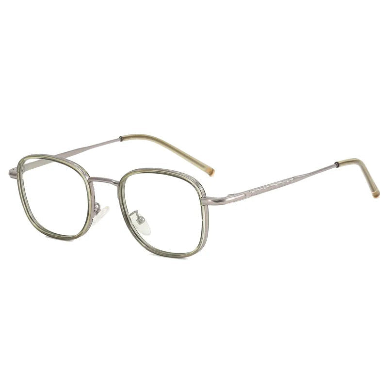Slim ultralight square metal frame glasses