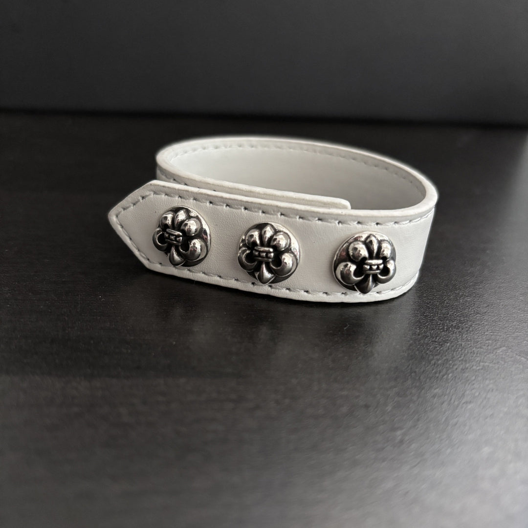 Chrome Hearts Cross-shaped anchor hexagram leather bracelet