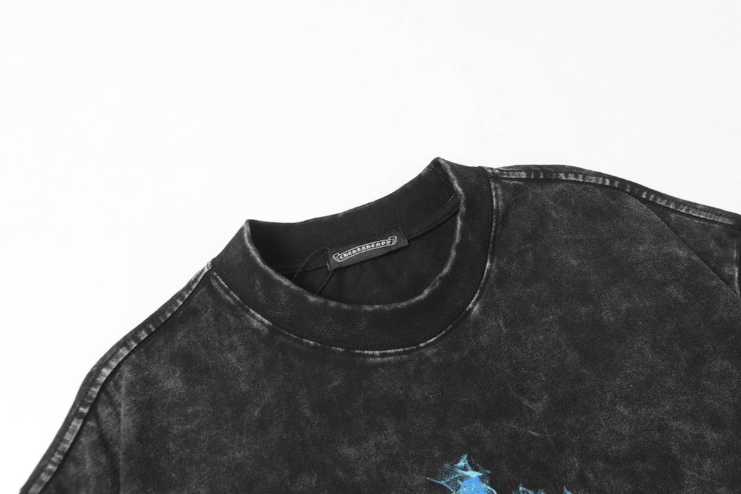 Chrome Hearts Summer Embroidery Print Cotton T-Shirt Short-Sleeve