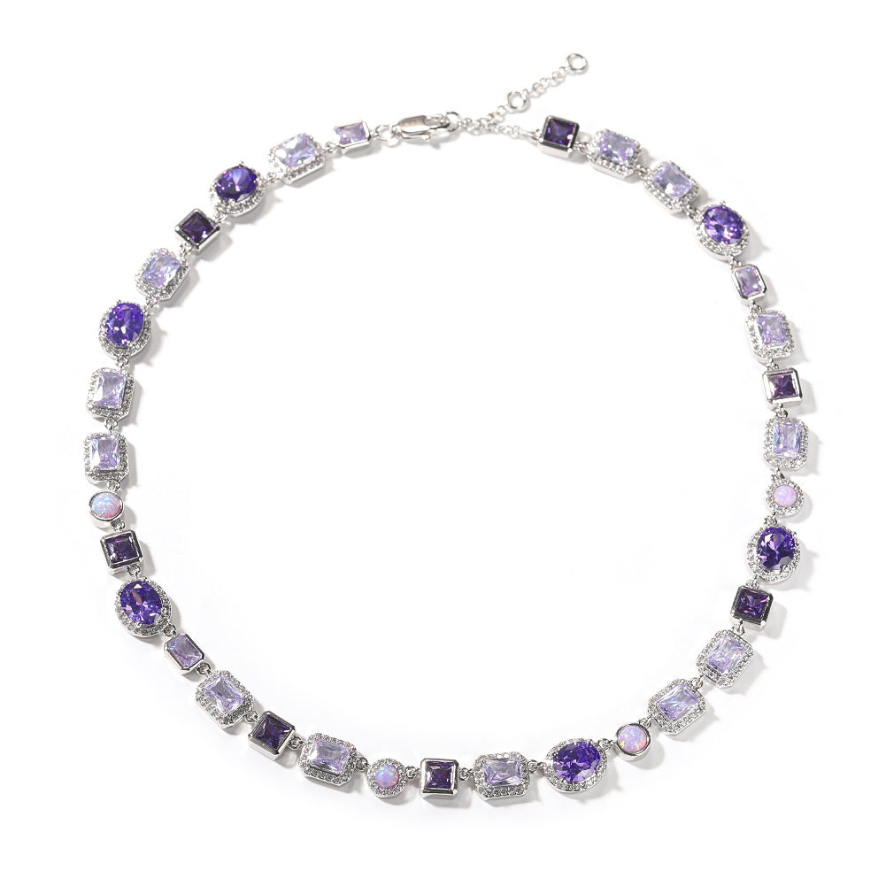 10mm Geometric Purple Gemstone Necklace