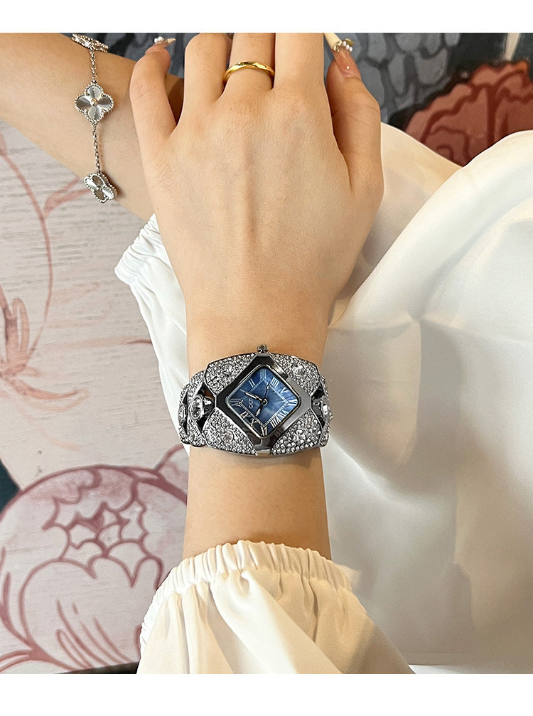 Luxury Full Diamond High-End Bangle Watch for Women