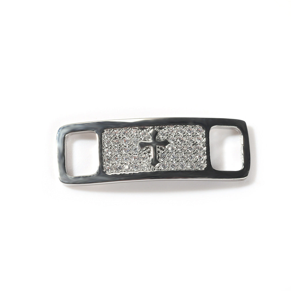 Hip-hop zircon cross smiling face broken heart shoe buckle