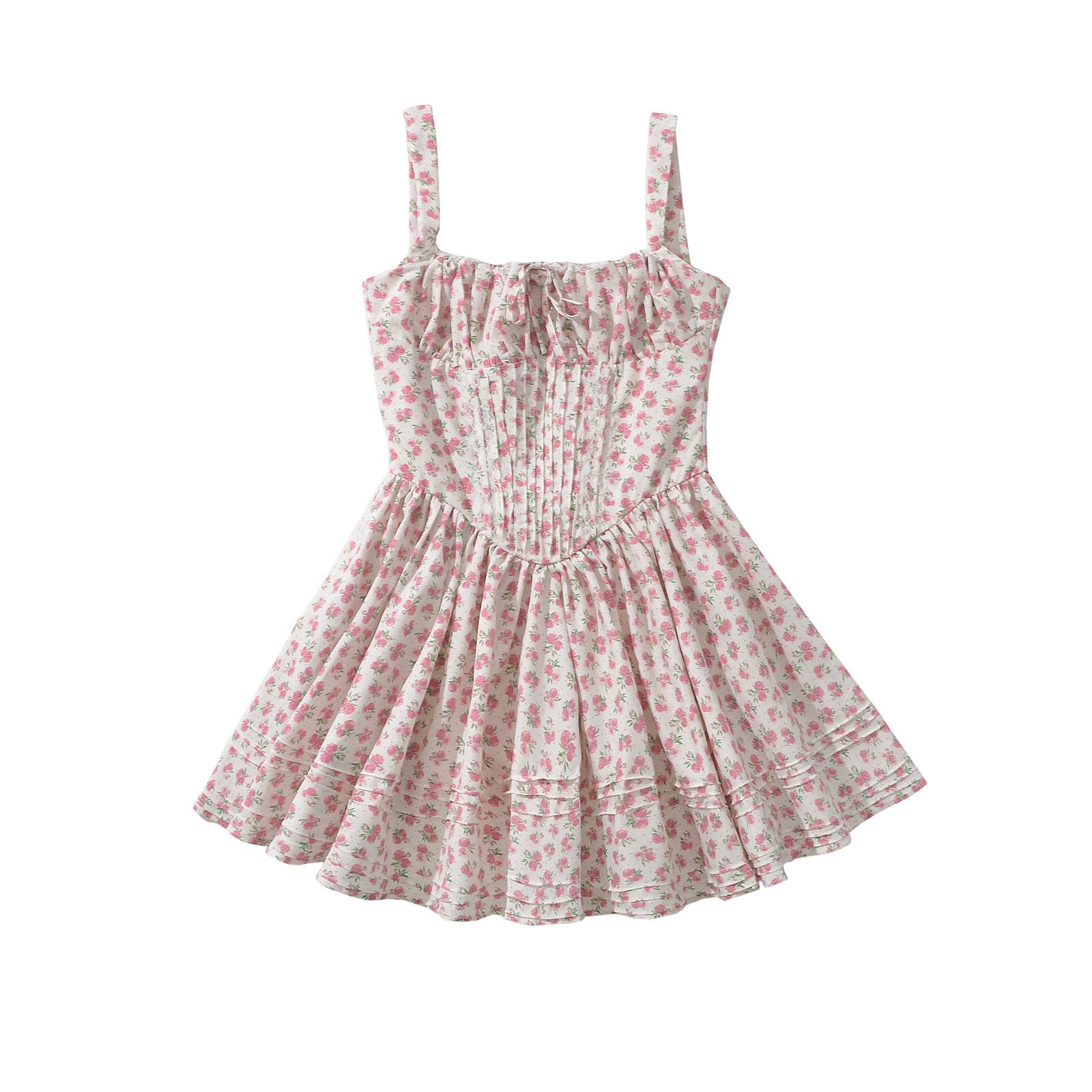 French girl floral suspender dress playful summer dress