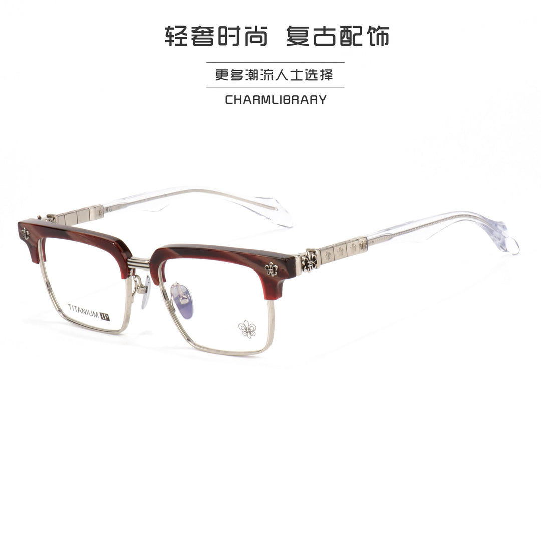 Chrome Hearts half-rimmed accordion temple glasses