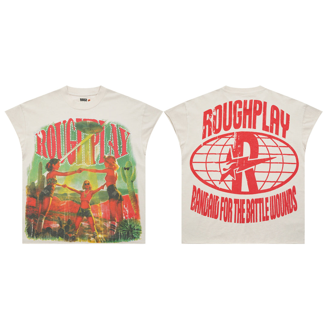 RoughPlay NYC Distressed, Ripped, and Sparkling Short-Sleeve T-Shirt