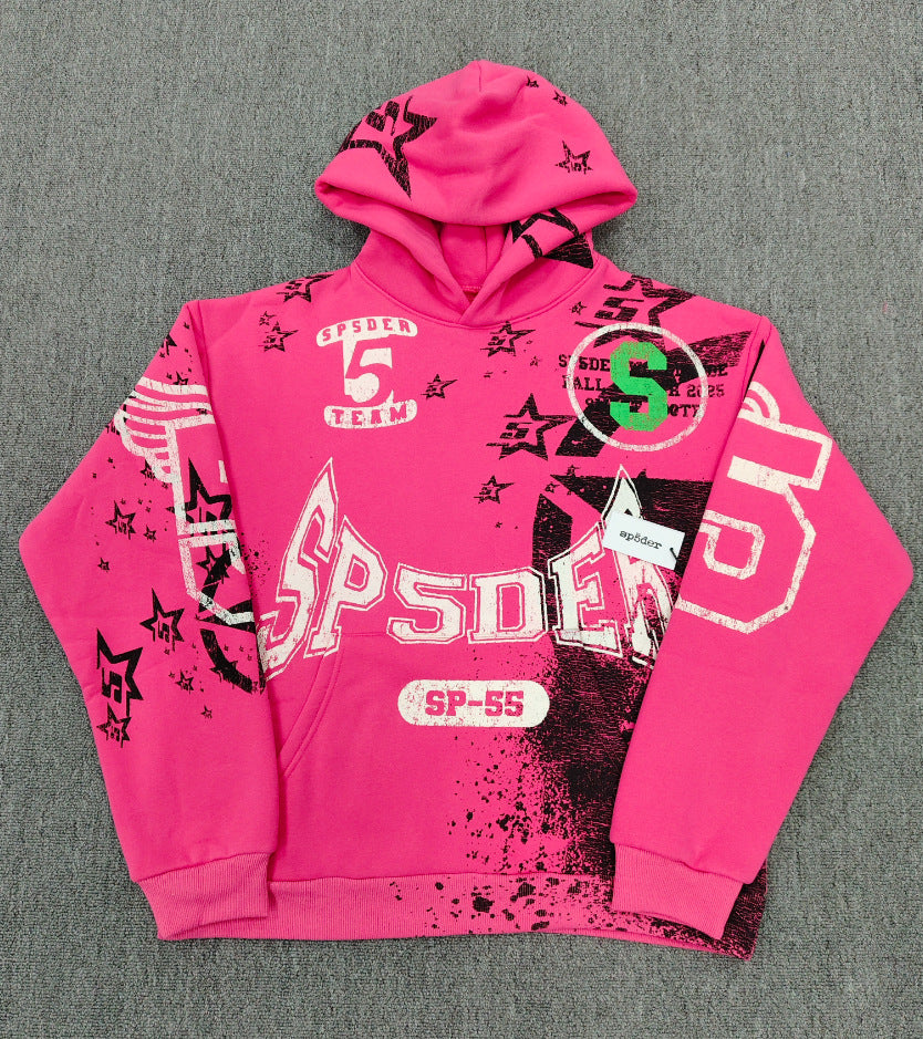 Sp5der Foam Print Spider Thick Fleece Hoodie