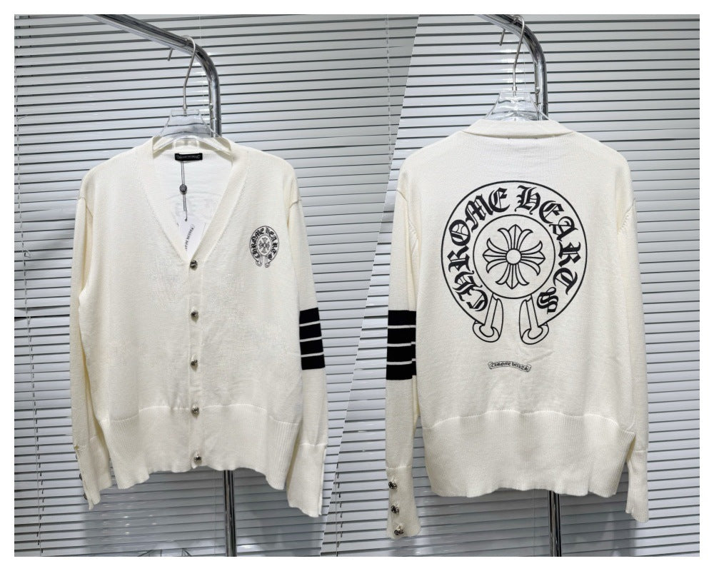 Chrome hearts cross cotton knitted cardigan sweater