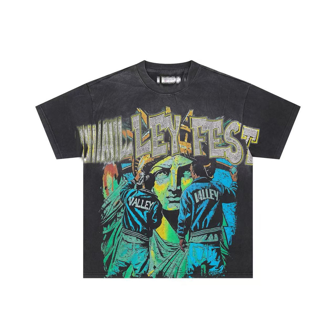 VAL Washed and Distressed Streetwear T-Shirt
