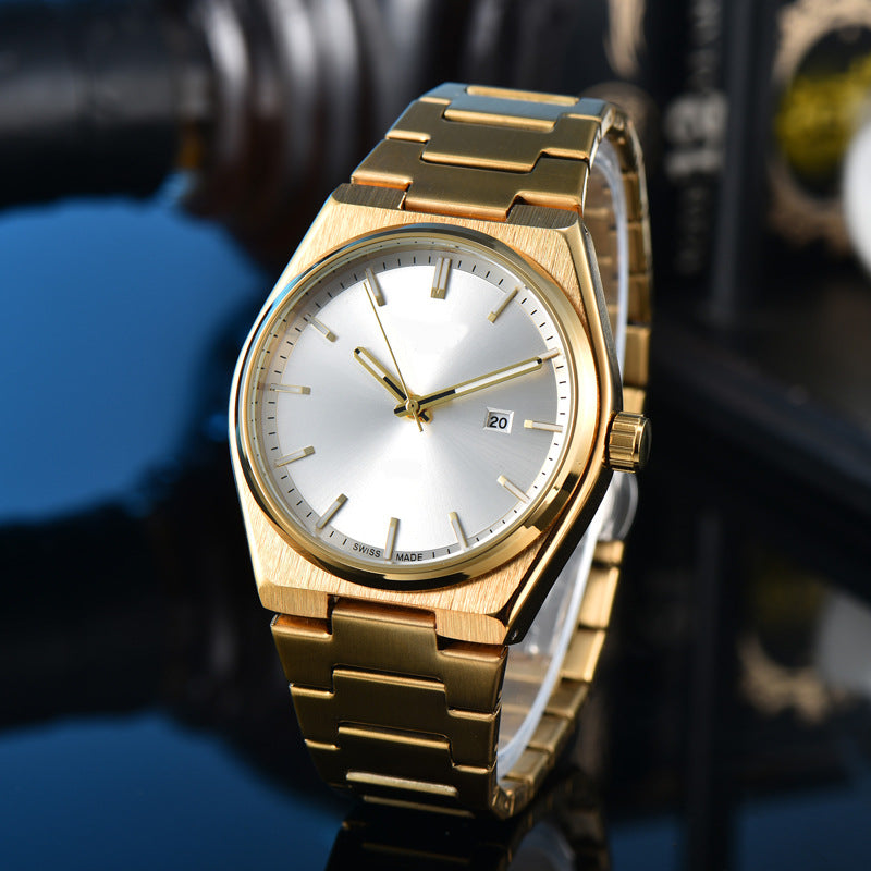 Classic Simple and Generous Solid Steel strap Watch