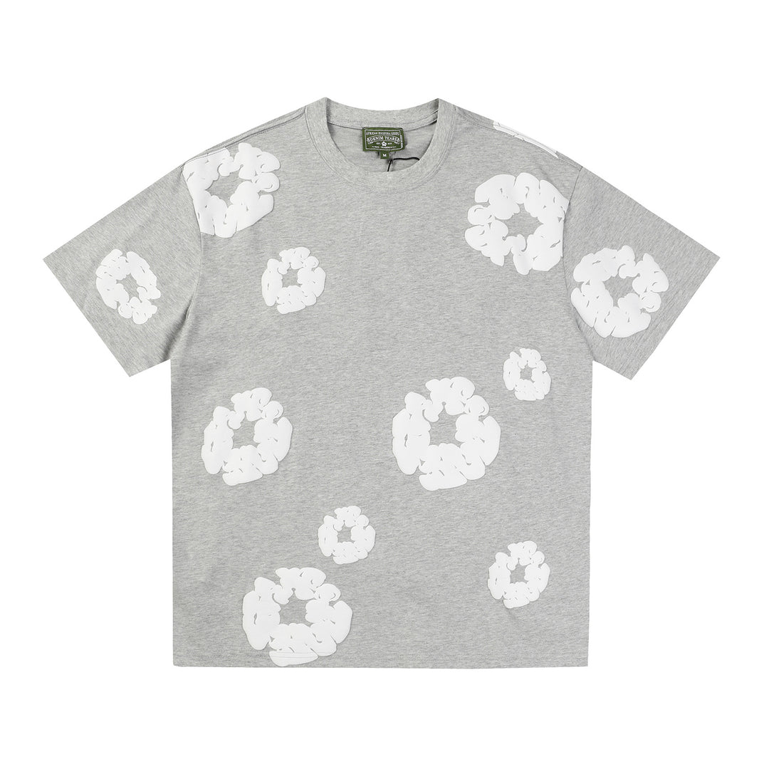 Foamed Kapok Flower Loose-Fitting Short-Sleeved Shorts