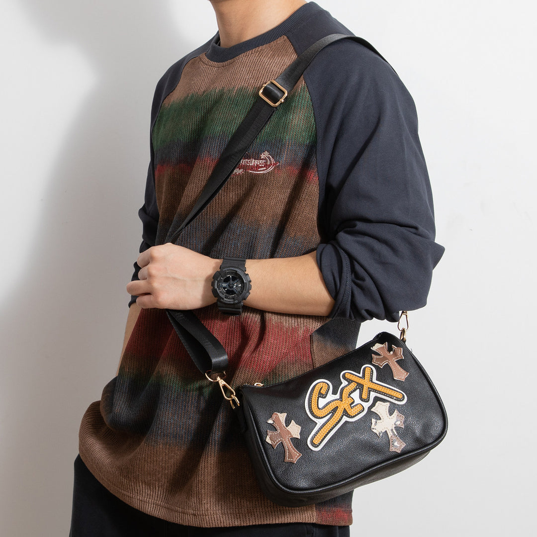 Chrome Hearts cross camouflage PU leather crossbody bag