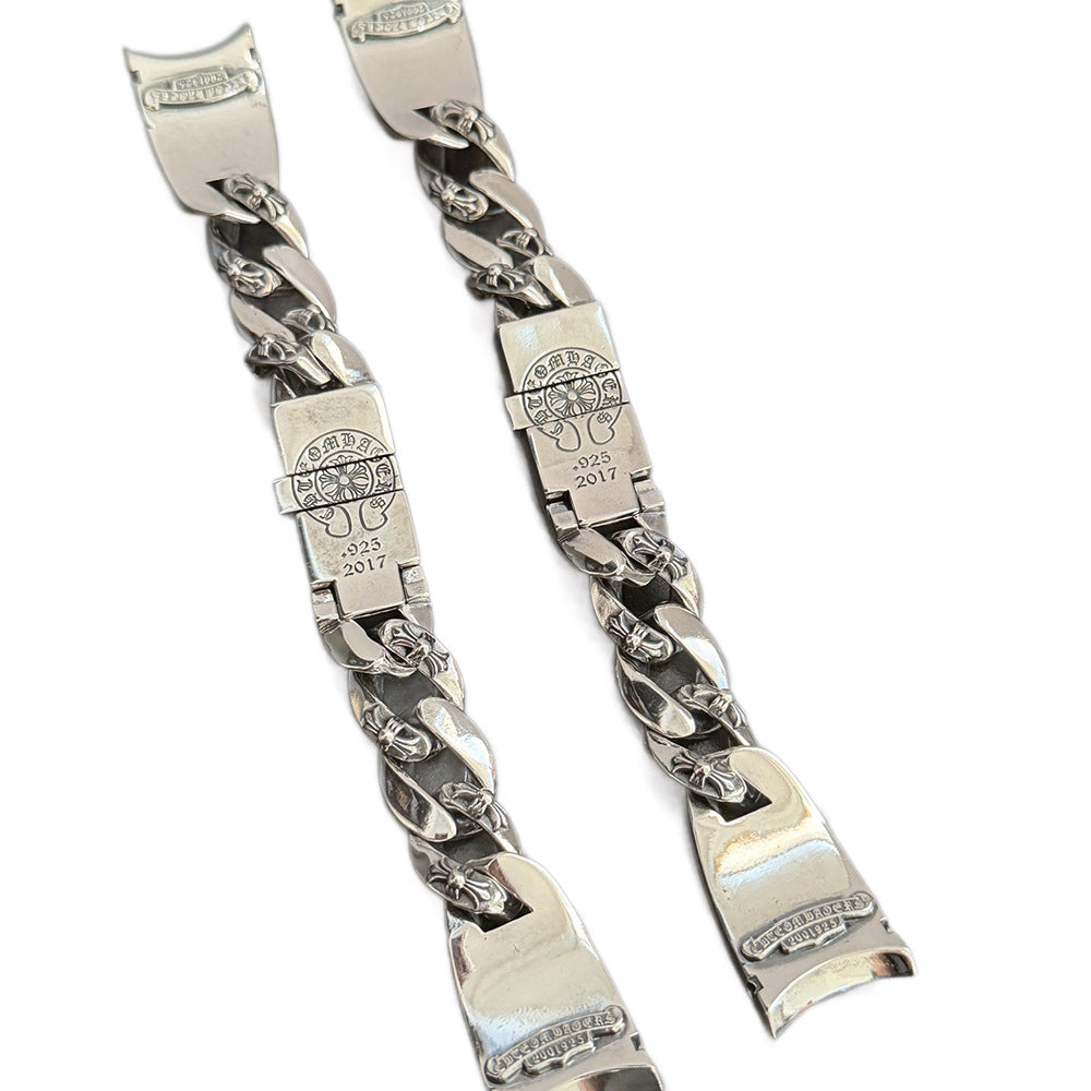 Chrome Hearts diamond-encrusted cross watch chain