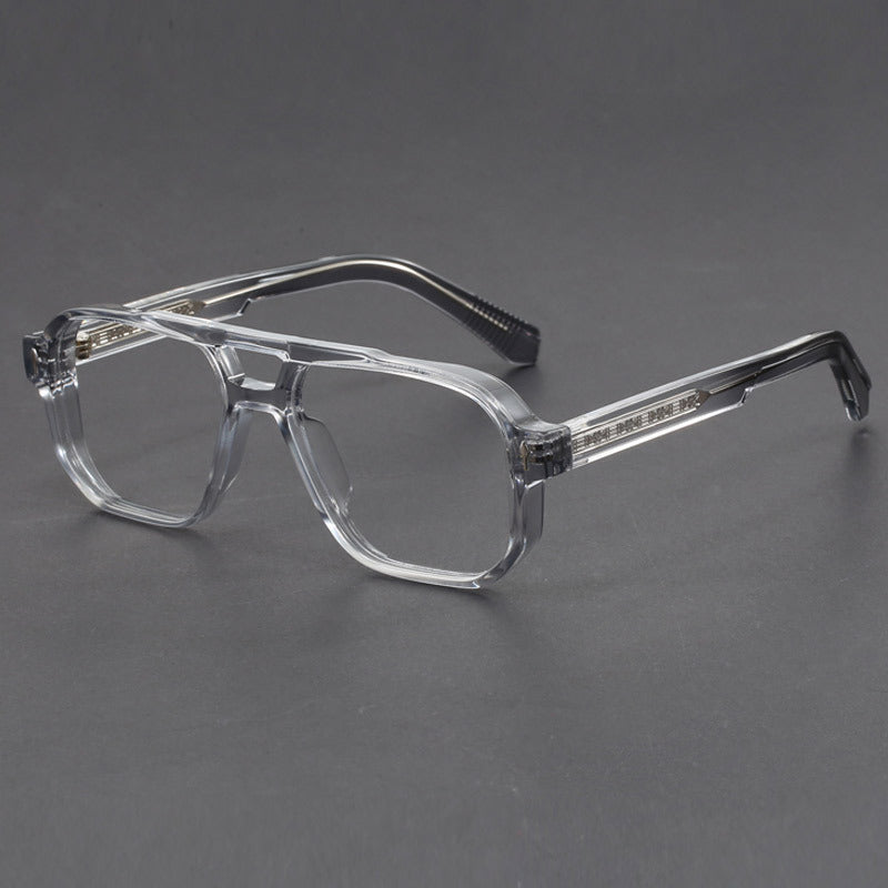 Square double-bridge plano glasses