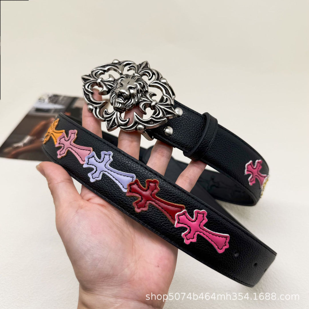 Chrome Hearts Cross-Motif Classic Leather Belt