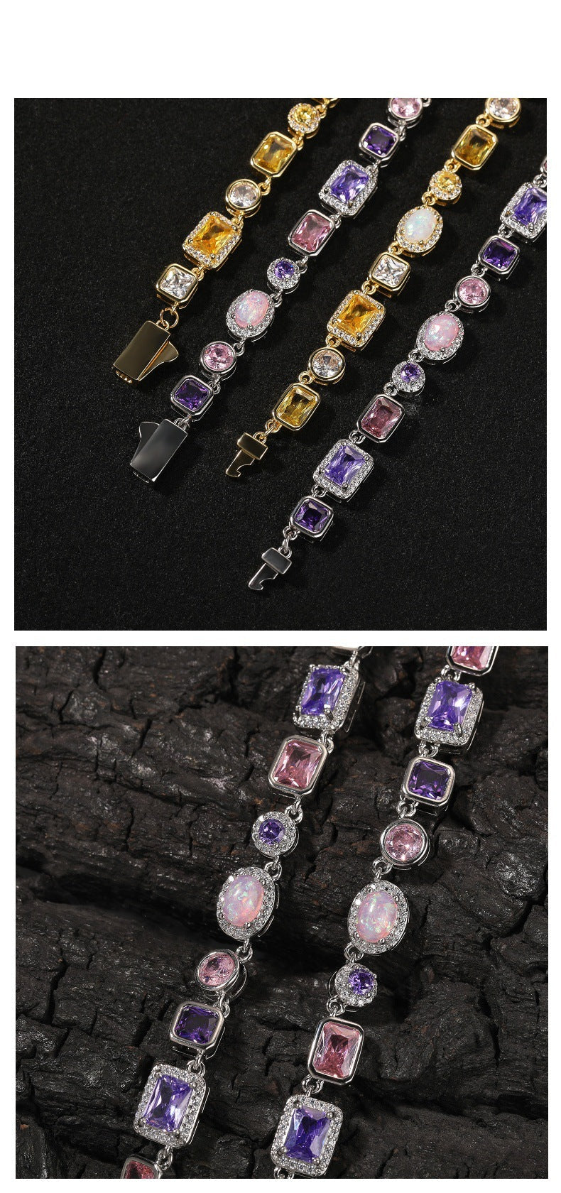 HIPHOP Copper Zirconia Necklace and Bracelet