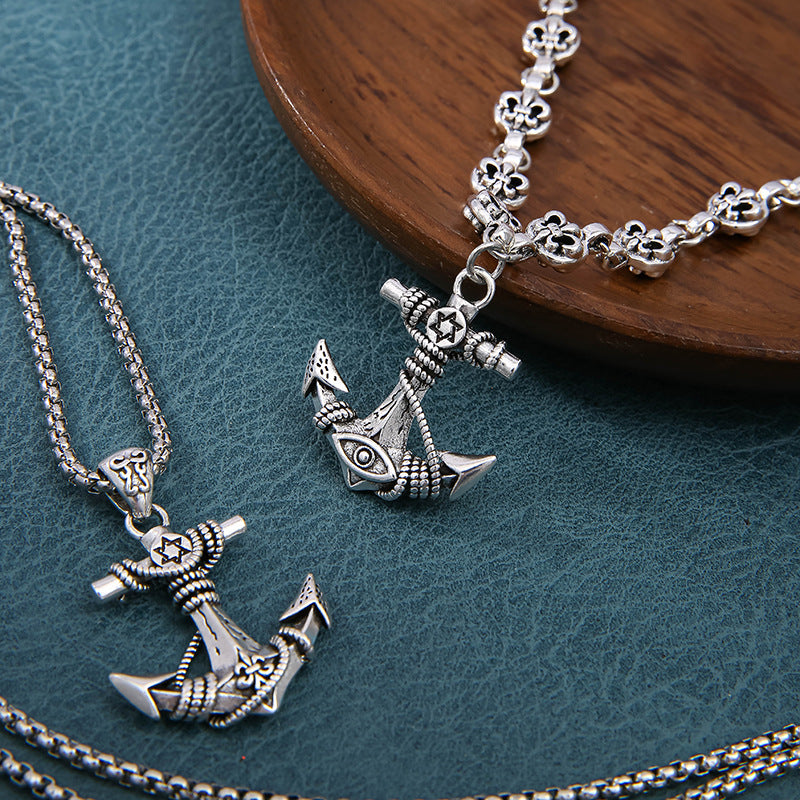 Chrome hearts anchor military flower necklace