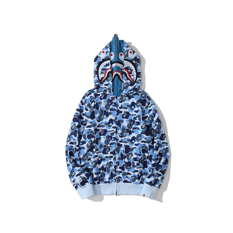 BAPE Shark camouflage hooded cardigan jacket
