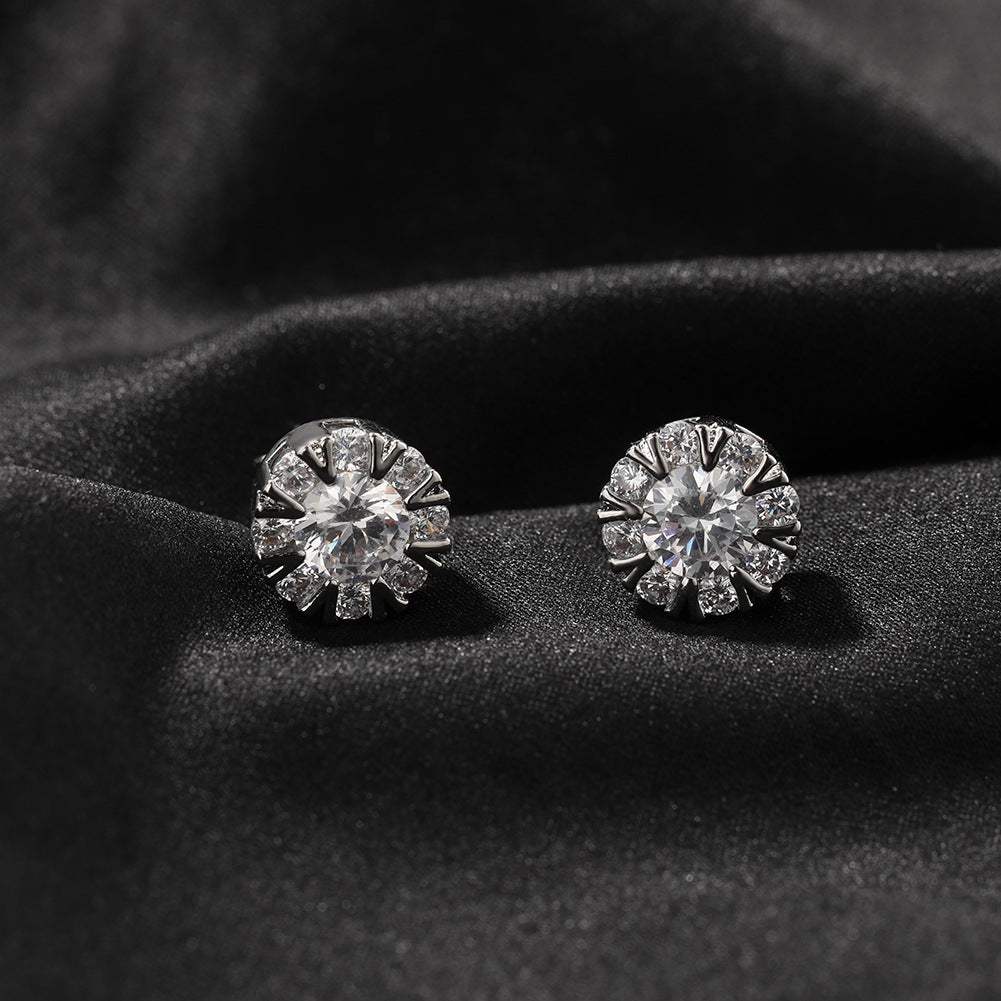 Square cross eight-star and eight-sword diamond Earrings