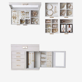 Transparent window leather jewelry armoire