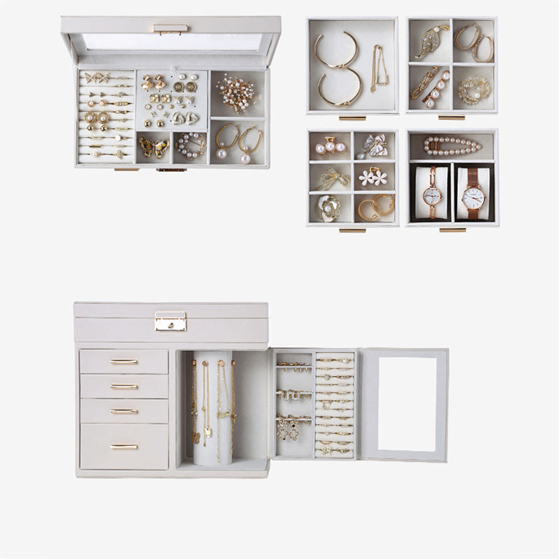Transparent window leather jewelry armoire