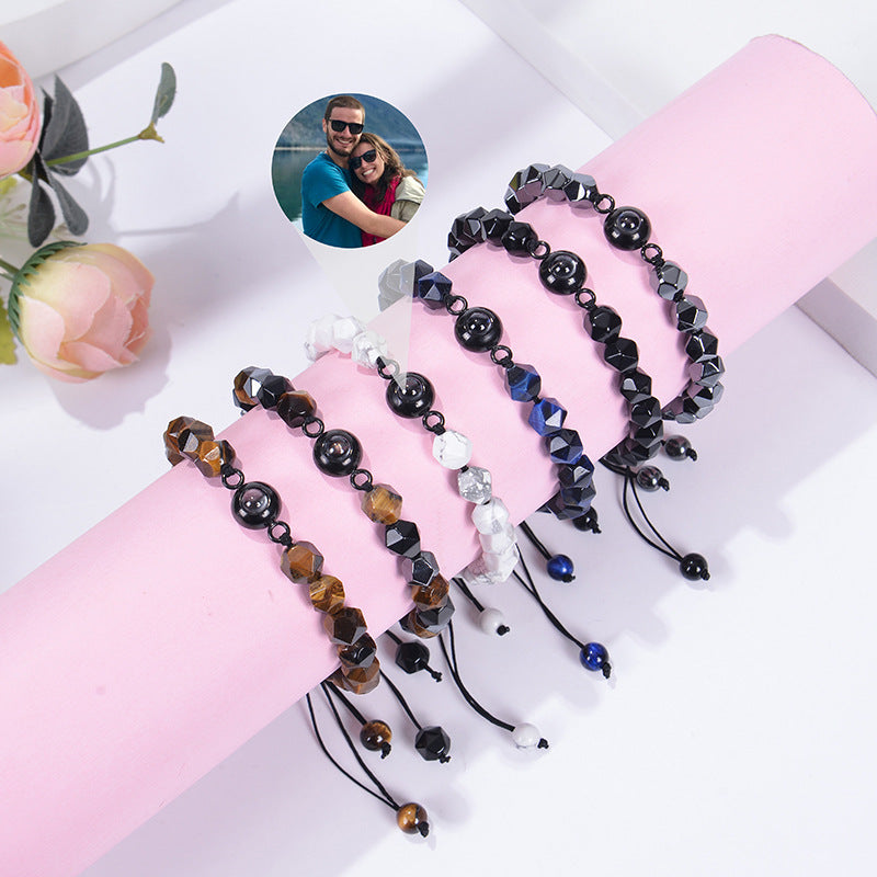 Obsidian Photo projection Customized Bracelet