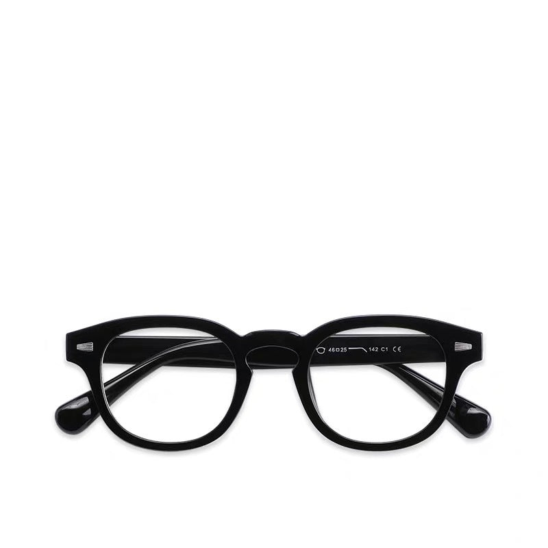 Thick-rimmed round transparent glasses