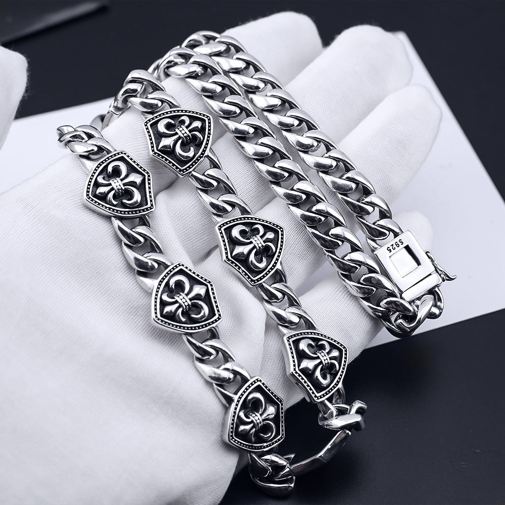 chrome hearts anchor shield Cuban necklace