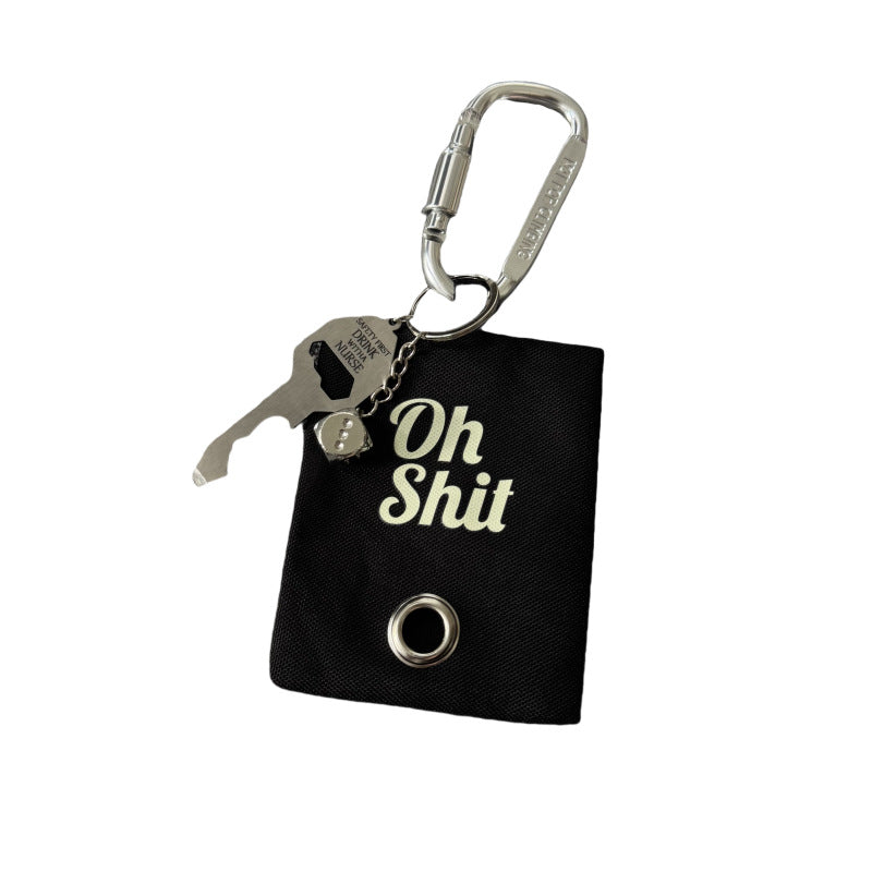 Key Dice Oh Shit Poop Bag Carabiner Keychain