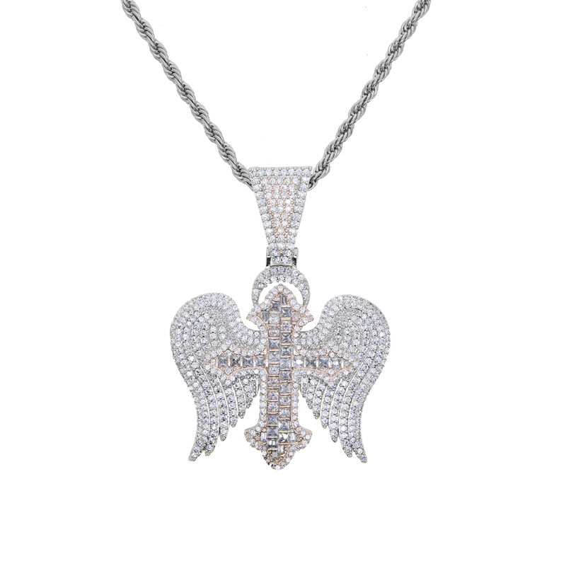 Hip-hop cross wings men's pendant