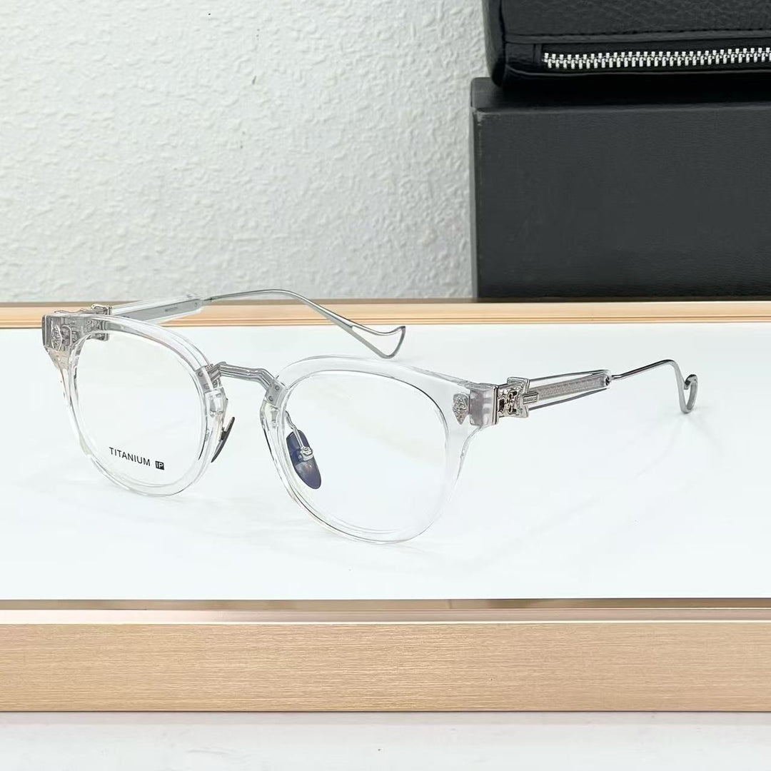 Chrome Hearts Big Sword Light Titanium Metal Oval Glasses